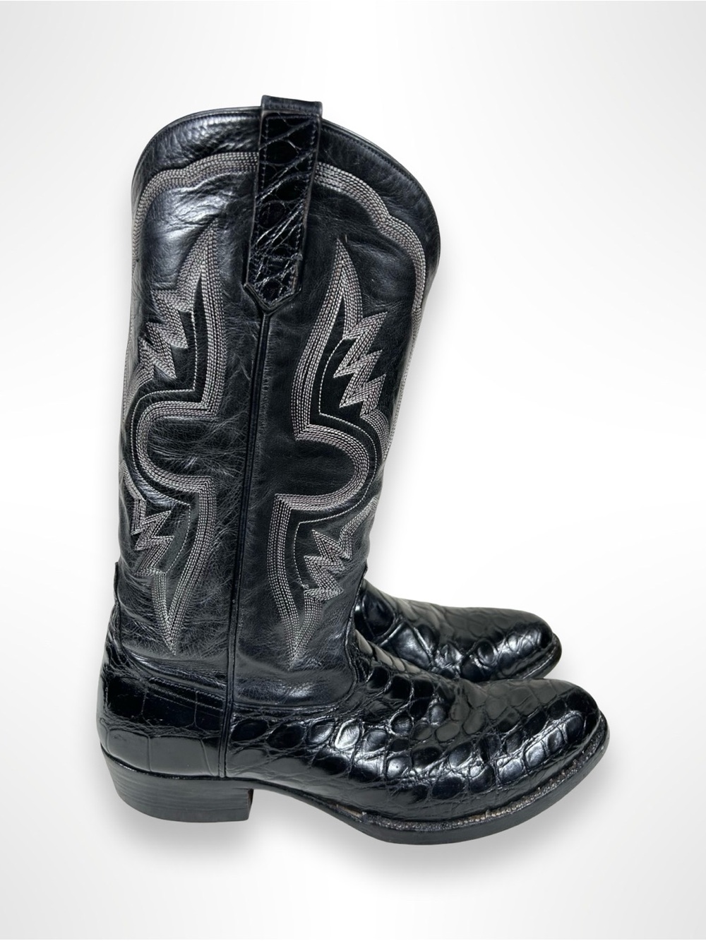 AMADOS vintage 80s alligator flank cut western boots